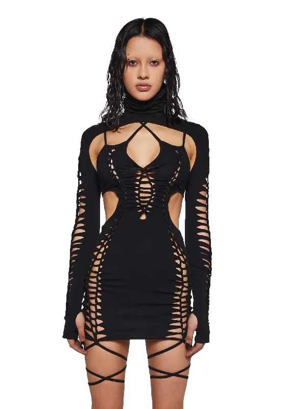 Empire Waist Women Dress to Accentuate the Bust and Conceal the Waist Empire Waist Women Dress to Accentuate the Bust and Conceal the Waist Crossfade Shredded Mini Dress With Shrug