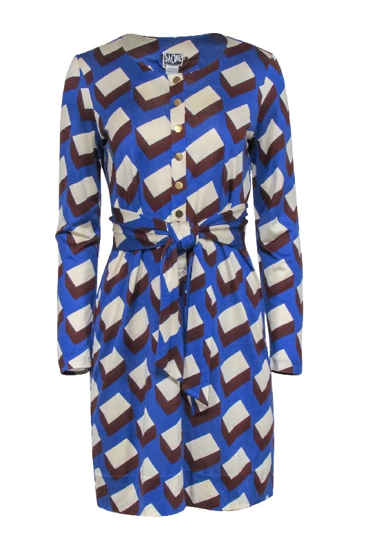 Backless Women Dress for a Sexy and Alluring Look at Evening Events Backless Women Dress for a Sexy and Alluring Look at Evening Events Diane von Furstenberg - Blue & Brown Patterned Long Sleeve Tie-Waist Dress Sz 10