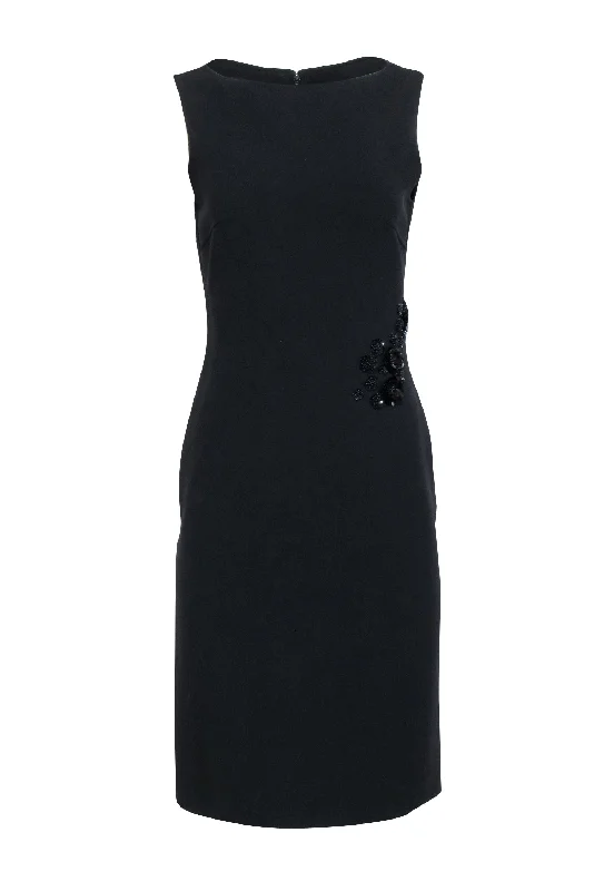 Shift Women Dress with a Simple and Classic Design for Everyday Wear Shift Women Dress with a Simple and Classic Design for Everyday Wear Celine - Black Sleeveless Sheath Dress w/ Side Embellishment Detail Sz 6