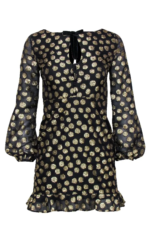Plus Size Women Dress with a Flattering A - Line Cut for Comfort and Style Plus Size Women Dress with a Flattering A - Line Cut for Comfort and Style For Love & Lemons - Black Dress w/ Gold Metallic Dots Sz XS