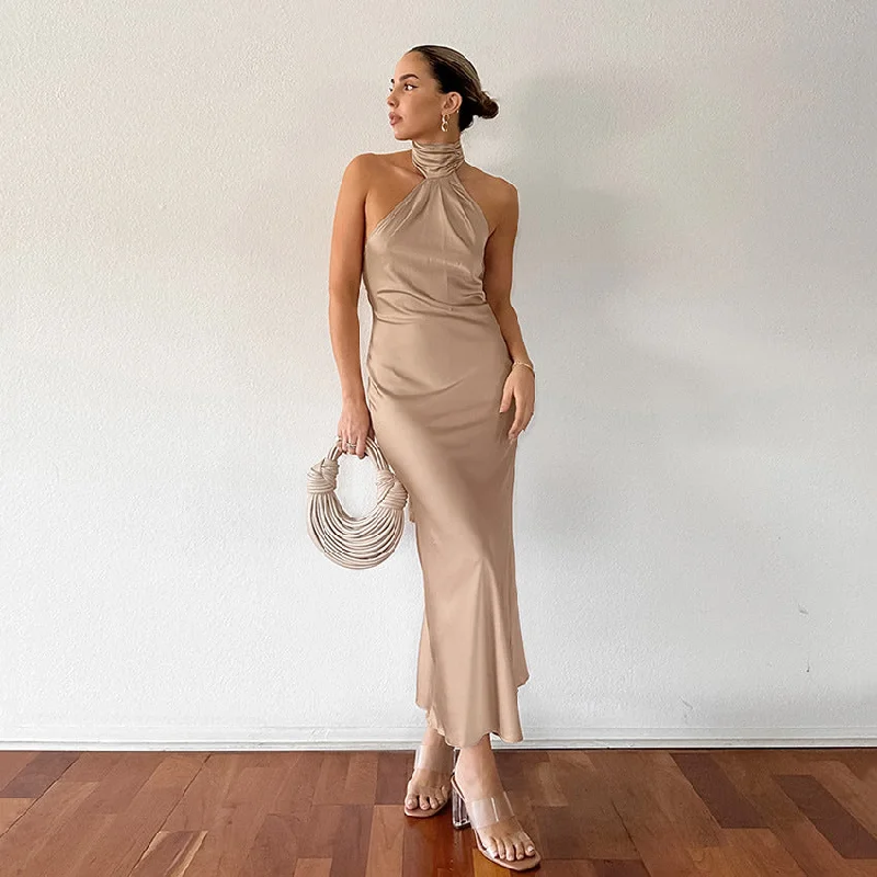 Ball Gown Women Dress with a Full Skirt for a Princess - like Look Ball Gown Women Dress with a Full Skirt for a Princess - like Look French-Inspired Sleeveless Halter Neck Mermaid Evening Dress with Backless Detailing