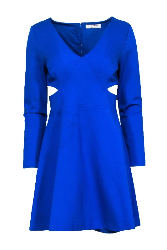 Printed Abstract Women Dress for a Modern and Artistic Appeal Printed Abstract Women Dress for a Modern and Artistic Appeal Halston Heritage - Cobalt Blue Side Cut Out Dress Sz M