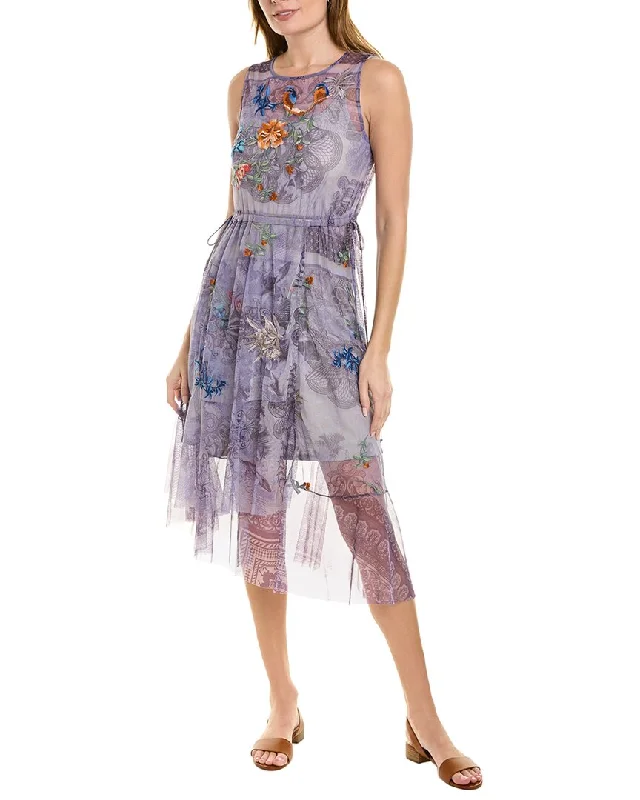 Strapless Women Dress with a Built - in Bra for Comfort and Support Strapless Women Dress with a Built - in Bra for Comfort and Support Johnny Was Silvana Mesh Dress