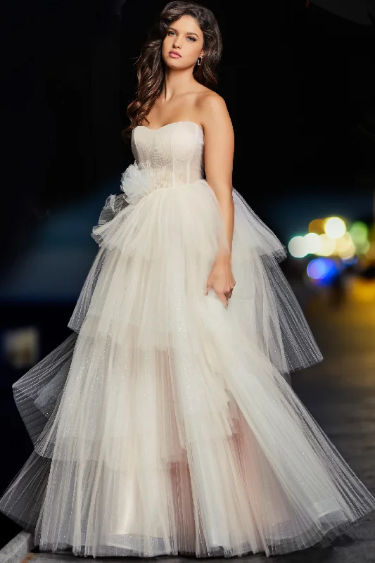 Strapless Women Dress with a Built - in Bra for Comfort and Support Strapless Women Dress with a Built - in Bra for Comfort and Support Jovani 38537