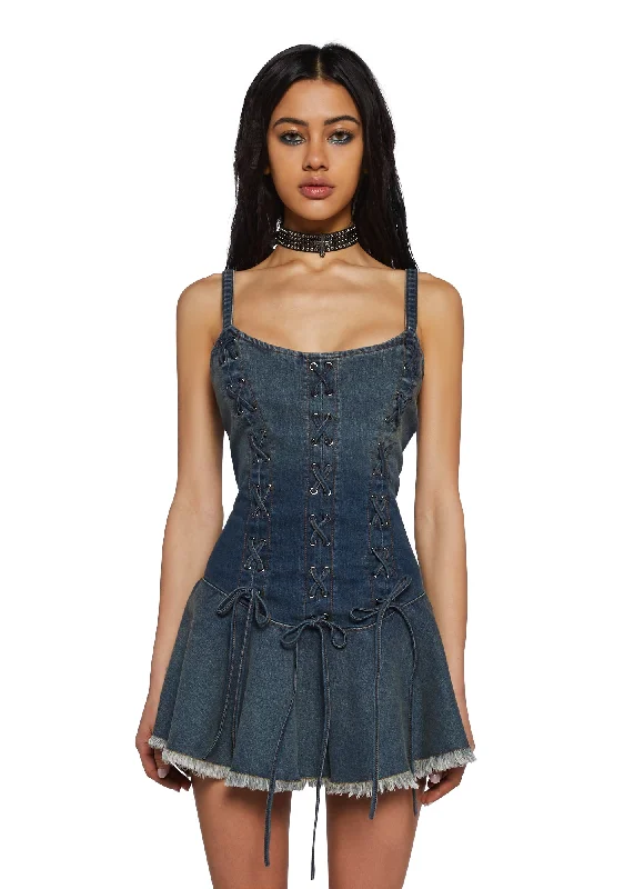 Lace - Embellished Women Dress for an Elegant and Sophisticated Appearance Lace - Embellished Women Dress for an Elegant and Sophisticated Appearance Little Miss Attitude Mini Dress - Blue