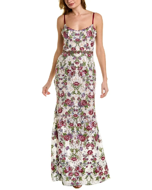Strapless Women Dress with a Built - in Bra for Comfort and Support Strapless Women Dress with a Built - in Bra for Comfort and Support Marchesa Notte Floral Lace Gown