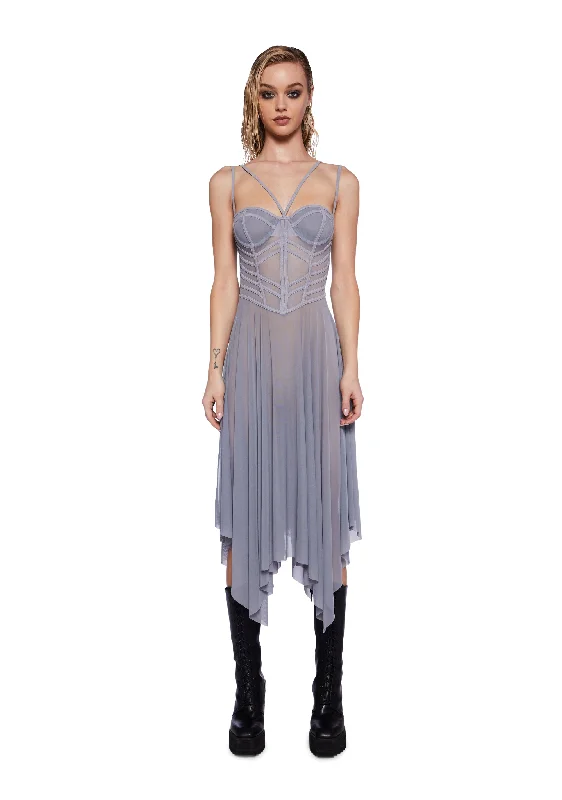 Mermaid - Style Women Dress with a Fitted Silhouette for Special Occasions Mermaid - Style Women Dress with a Fitted Silhouette for Special Occasions Pitch Mesh Midi Dress