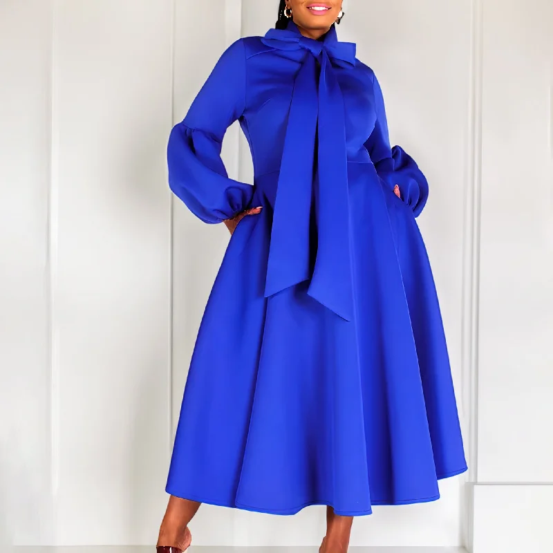 Sheath Women Dress with a Tailored Fit for a Professional Look Sheath Women Dress with a Tailored Fit for a Professional Look NiDELL D427 Independent Station Foreign Trade Women's Clothing . New Puff Sleeve Lace-up Large Skirt High Waist Dress European and American Style Dress