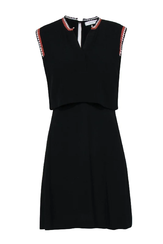 Lace - Embellished Women Dress for an Elegant and Sophisticated Appearance Lace - Embellished Women Dress for an Elegant and Sophisticated Appearance Sandro - Black V-neck Overlay Dress w/ Embroidered Trim Sz M