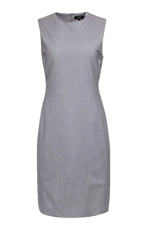 Mini Women Dress with a Short Hem for a Young and Trendy Style Mini Women Dress with a Short Hem for a Young and Trendy Style Theory - Grey Sleeveless Knee-length Sheath Dress Sz 8