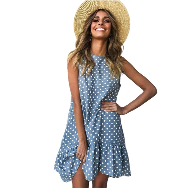 Halter Neck Women Dress to Show Off the Shoulders and Neckline Halter Neck Women Dress to Show Off the Shoulders and Neckline Summer Dresses Women Ruffle Spring  Street Sexy Casual Slim Thin Beach Party O Neck Mini Polka Dot Dress