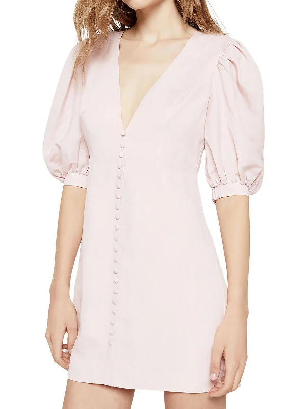 Plus Size Women Dress with a Flattering A - Line Cut for Comfort and Style Plus Size Women Dress with a Flattering A - Line Cut for Comfort and Style Talullah Womens Linen Blend Elbow Sleeves Mini Dress