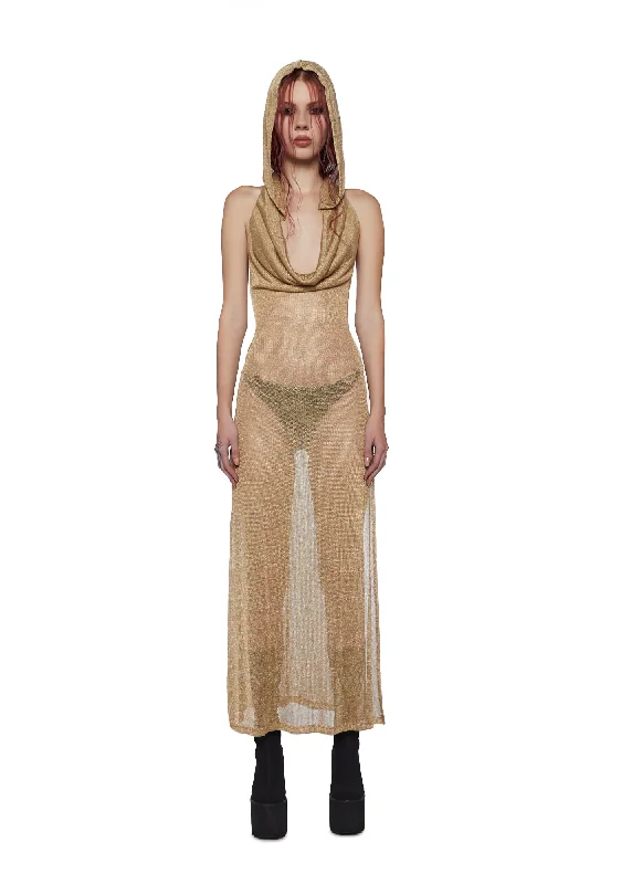 Ball Gown Women Dress with a Full Skirt for a Princess - like Look Ball Gown Women Dress with a Full Skirt for a Princess - like Look Tempo Metallic Hoodie Maxi Dress - Gold