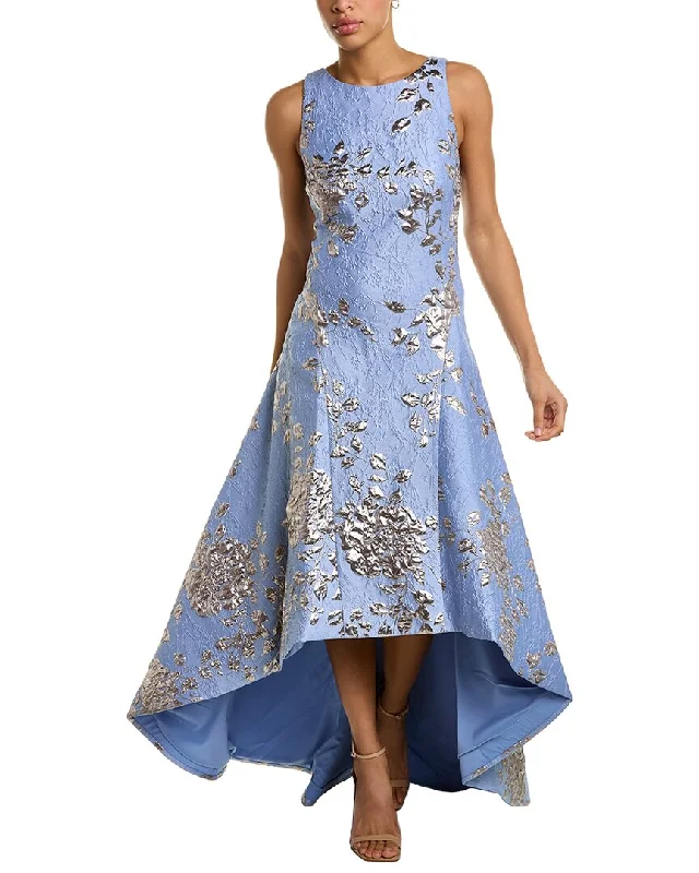 Strapless Women Dress with a Built - in Bra for Comfort and Support Strapless Women Dress with a Built - in Bra for Comfort and Support Teri Jon by Rickie Freeman Jacquard Gown