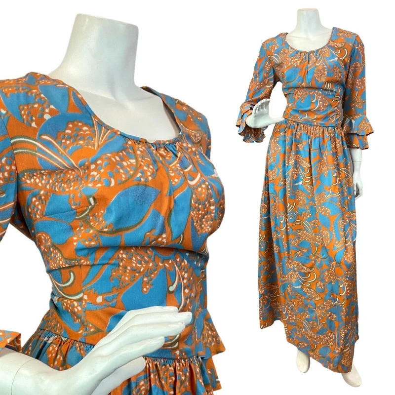 Ruffled Women Dress with Multiple Layers for a Playful and Girly Style Ruffled Women Dress with Multiple Layers for a Playful and Girly Style VINTAGE 60s 70s BLUE ORANGE PSYCHEDELIC FLORAL FLOUNCE SLEEVE MOD MAXI DRESS 12