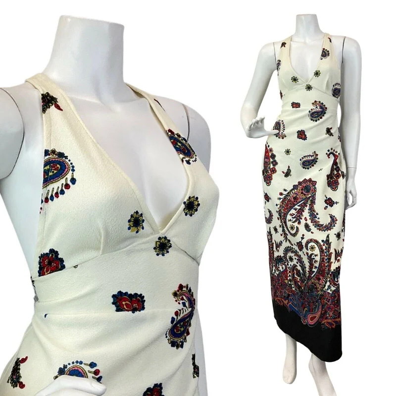 Lace - Embellished Women Dress for an Elegant and Sophisticated Appearance Lace - Embellished Women Dress for an Elegant and Sophisticated Appearance VINTAGE 60s 70s CREAM RED BLUE PAISLEY FLOWER BOHO MOD HALTER MAXI DRESS 8 10