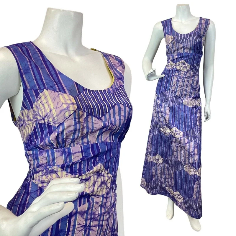 Maxi Women Dress with Floral Print for a Bohemian Vibe Maxi Women Dress with Floral Print for a Bohemian Vibe VINTAGE 60s 70s PURPLE BLUE CREAM STRIPED FLORAL ABSTRACT MAXI DRESS 10