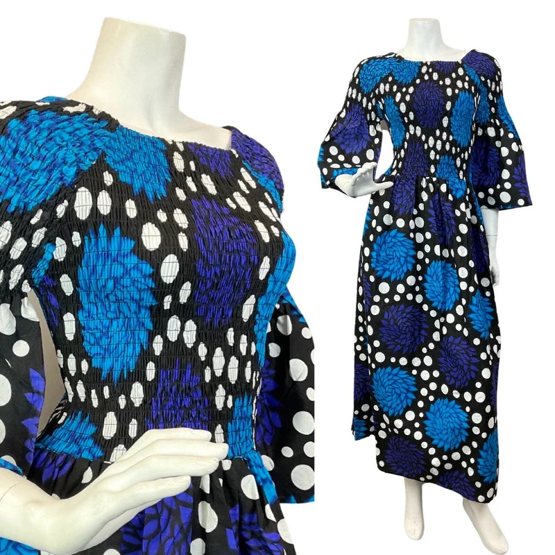 Sheath Women Dress with a Tailored Fit for a Professional Look Sheath Women Dress with a Tailored Fit for a Professional Look VINTAGE 70s BLUE BLACK WHITE POLKA-DOT FLORAL SHIRRED PSYCHEDELIC MAXI DRESS 6 8