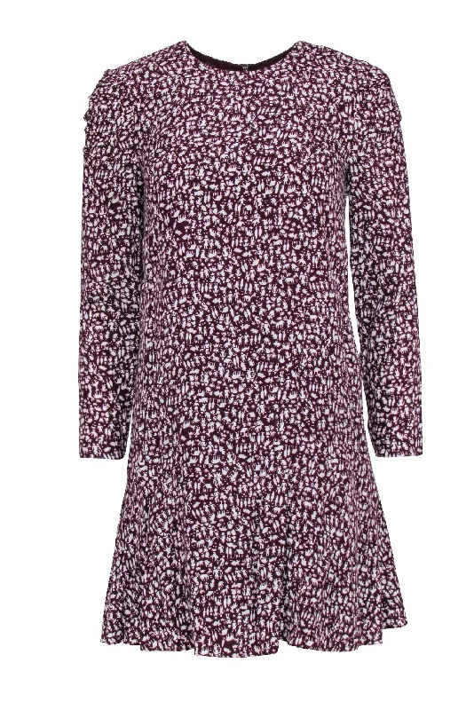 Sheath Women Dress with a Tailored Fit for a Professional Look Sheath Women Dress with a Tailored Fit for a Professional Look Whistles - Maroon Printed Long Sleeve A-Line Dress w/ Ruched Shoulders Sz 2