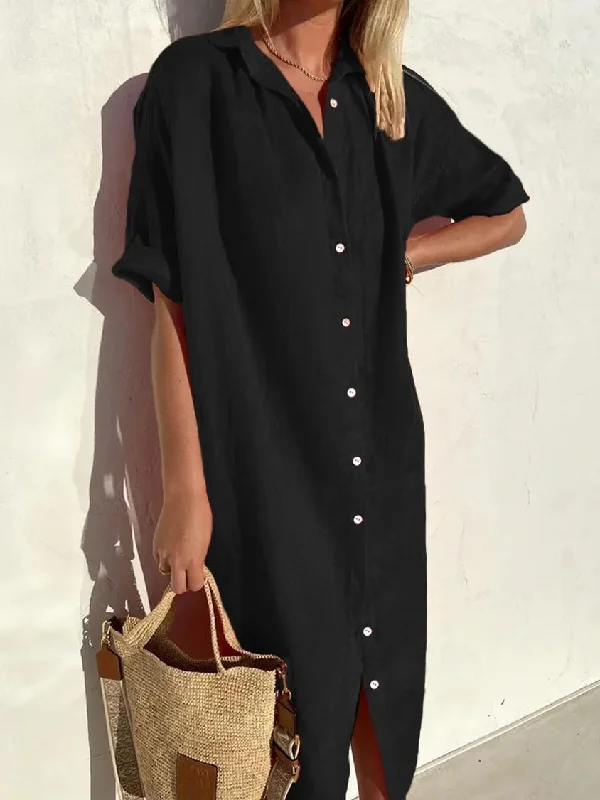 Empire Waist Women Dress to Accentuate the Bust and Conceal the Waist Empire Waist Women Dress to Accentuate the Bust and Conceal the Waist Women's Casual Loose Sleeves Button Dress Cotton And Dresses