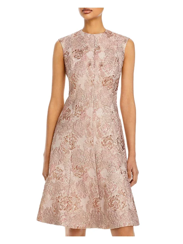 Plus Size Women Dress with a Flattering A - Line Cut for Comfort and Style Plus Size Women Dress with a Flattering A - Line Cut for Comfort and Style Womens Jacquard Metallic Cocktail and Party Dress
