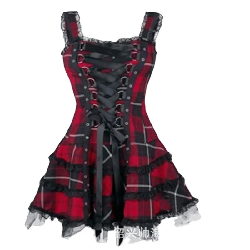Printed Abstract Women Dress for a Modern and Artistic Appeal Printed Abstract Women Dress for a Modern and Artistic Appeal Women's Plaid Printed Lock Lace-up Sleeveless Mesh Dresses