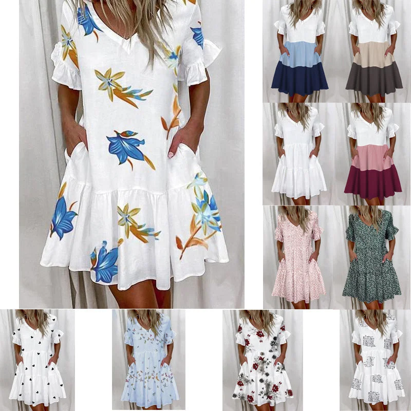 Mini Women Dress with a Short Hem for a Young and Trendy Style Mini Women Dress with a Short Hem for a Young and Trendy Style Women's Regular Sleeve Fashion Short Printed Ruffle Pocket Dress Mini Women Dress with a Short Hem for a Young and Trendy Style Mini Women Dress with a Short Hem for a Young and Trendy Style Women's Regular Sleeve Fashion Short Printed Ruffle Pocket Dress