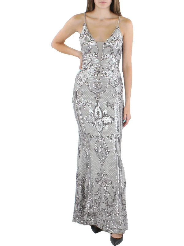 Empire Waist Women Dress to Accentuate the Bust and Conceal the Waist Empire Waist Women Dress to Accentuate the Bust and Conceal the Waist Womens Sequined Illusion Evening Dress