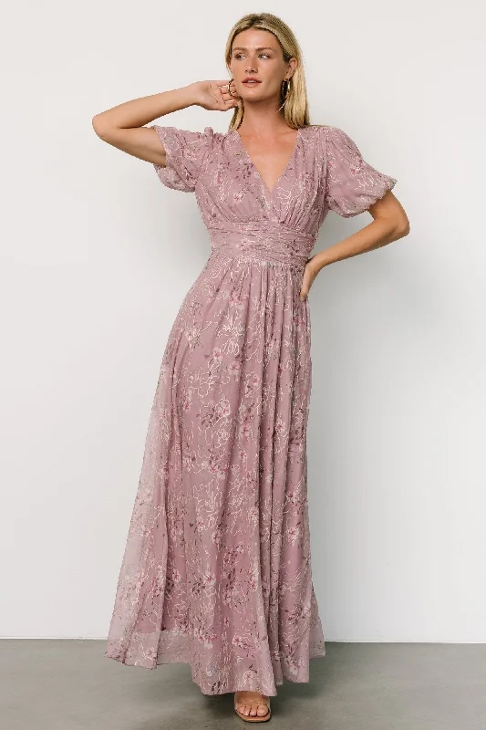 Maxi dresses with ribbed textures for a unique and tactile lookArdley Maxi Dress | Vintage Plum Floral