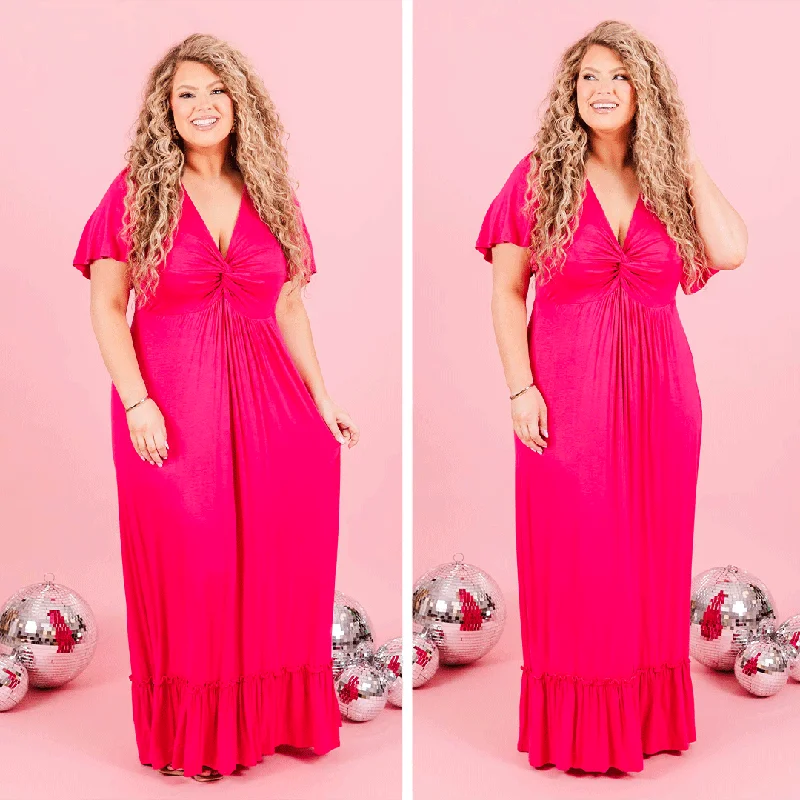 Sequined maxi dresses for formal evening galasBlackbird Singing Dress, Hot Pink
