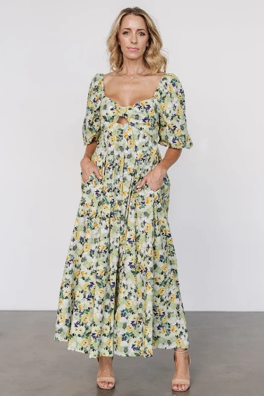 Maxi dresses with tassel accents for a fun and lively touchBrielle Maxi Dress | Green Floral