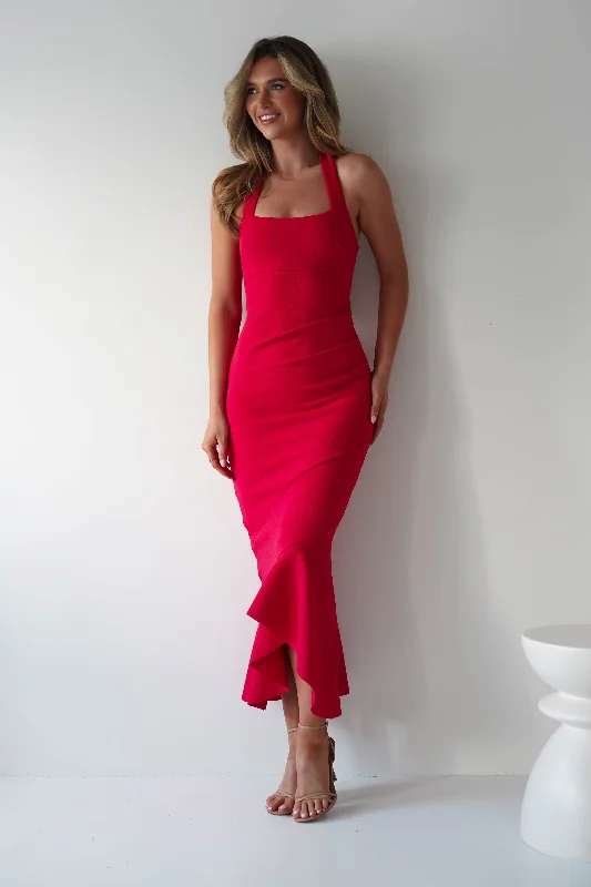 Maxi dresses with side slits for a touch of allureDamaris Textured Midi Dress | Red