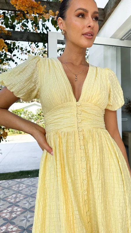 Maxi dresses with pom - pom trims for a playful and festive lookFaiz Maxi Dress - Yellow