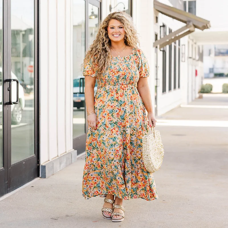 Maxi dresses with tassel accents for a fun and lively touchFlowers From The Garden Dress, Peach