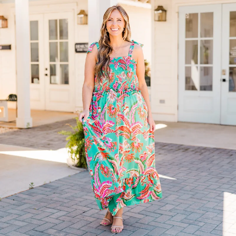 Maxi dresses with thin spaghetti straps for a delicate and feminine feelGood To Be Back Dress, Turquoise