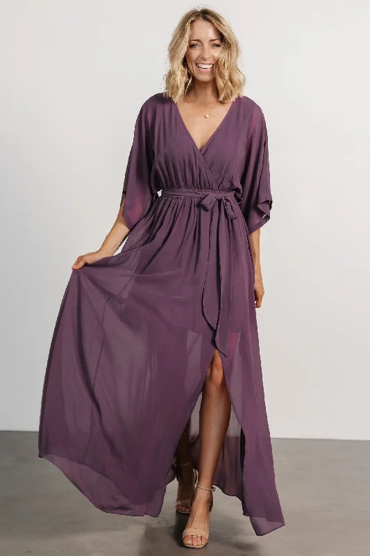 Maxi dresses with side slits for a touch of allureKia Kimono Maxi Dress | Vintage Plum