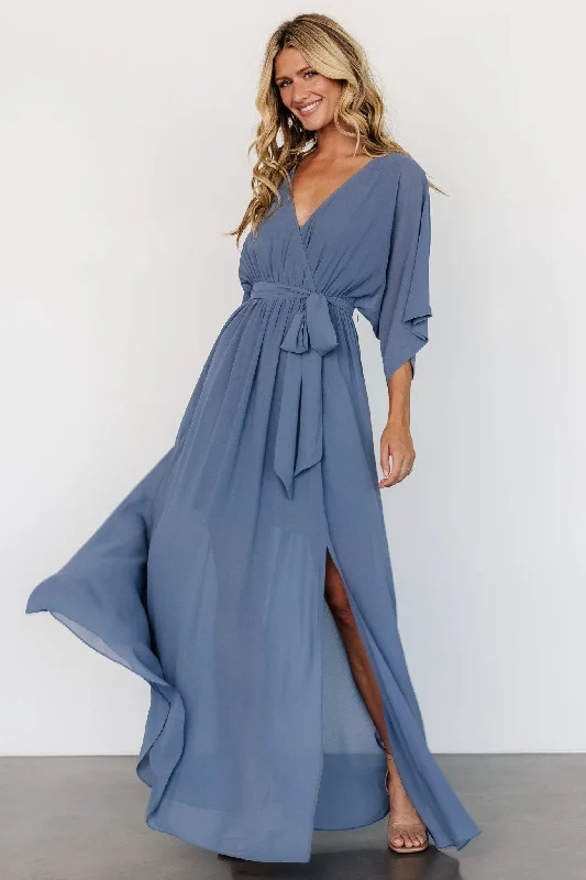Maxi dresses with a cinched waist for a defined silhouetteKia Kimono Maxi Dress | Whisper Blue