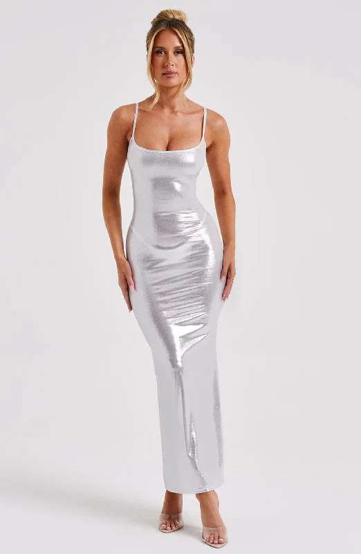 Maxi dresses with a button - down front for a classic lookKyranni Maxi Dress - Silver