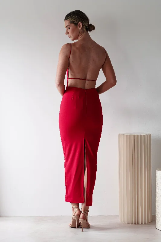 Maxi dresses with polka dot prints for a playful styleLetty Square Neck Maxi Dress | Red