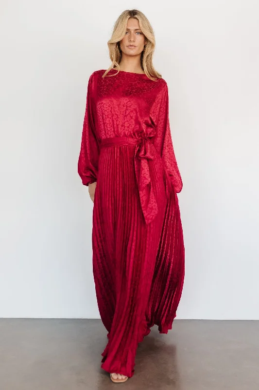 Satin maxi dresses with a high - low hem for a modern twistMarva Pleated Maxi Dress | Wine