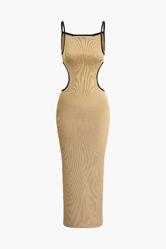 Maxi dresses with a pleated skirt for a timeless and elegant appearanceContrast Cut Out Backless Slip Maxi Dress
