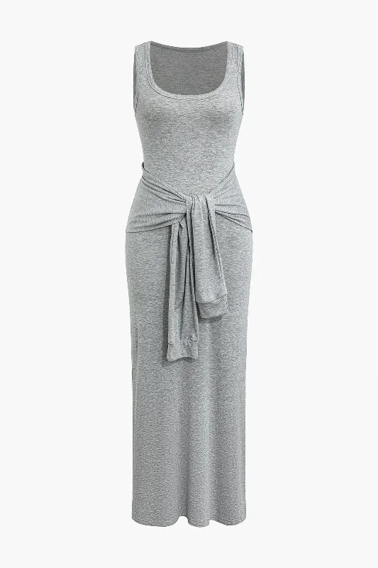 Maxi dresses with a cinched waist for a defined silhouetteTank Maxi Dress With Waist Tie