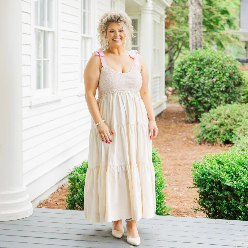 Maxi dresses with a button - down front for a classic lookMidnight Garden Dress, Cream