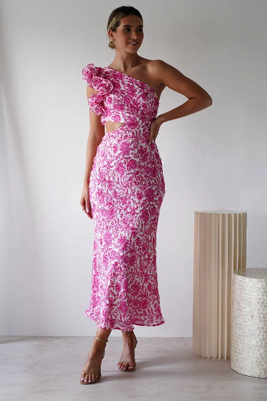 Ruffled maxi dresses with a tiered skirt for added volumePertunia Cut Out Midaxi Dress | Pink Print
