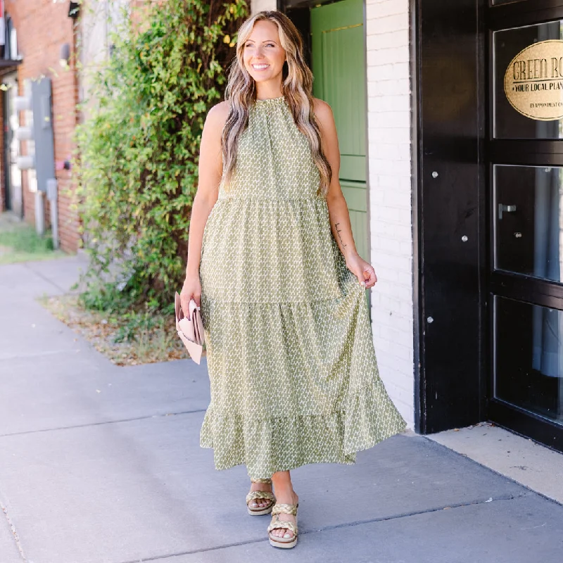Plaid maxi dresses for fall fashion eventsWeekend Wardrobe Maxi Dress, Green Geometric