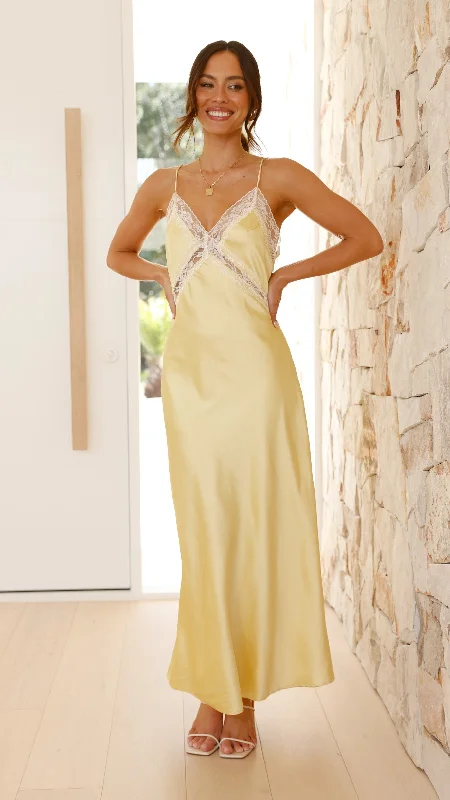 Maxi dresses with thin spaghetti straps for a delicate and feminine feelWestley Maxi Dress - Yellow