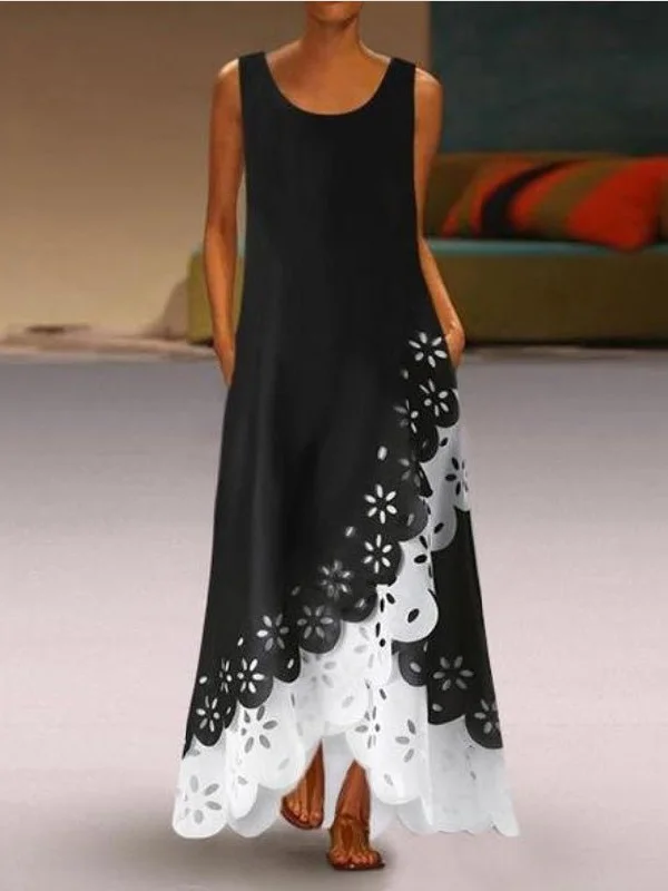 Metallic maxi dresses for a glamorous New Year's Eve partySleeveless Burnt Hole Irregular Dress
