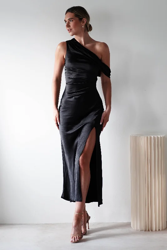 Maxi dresses with a paisley print for a classic and elegant styleZeila Soft Satin Maxi Dress | Black