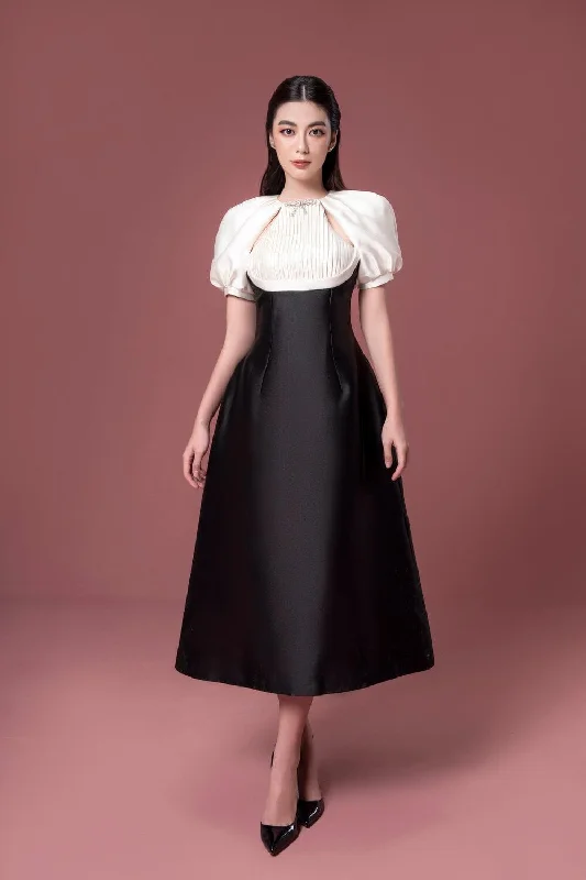 Midi dresses with animal prints for a bold and confident appearanceCiara A-line Puffy Sleeved Taffeta Midi Dress