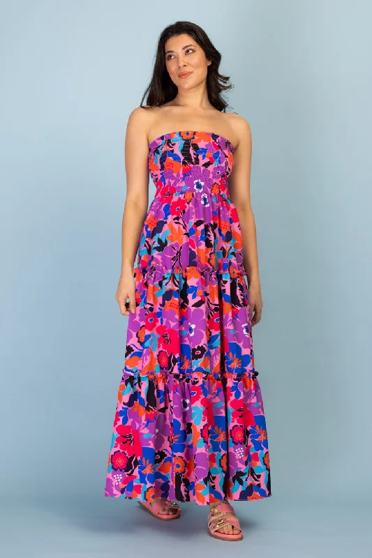 Midi dresses with abstract art prints for an artistic statementFina Strapless Maxi Dress